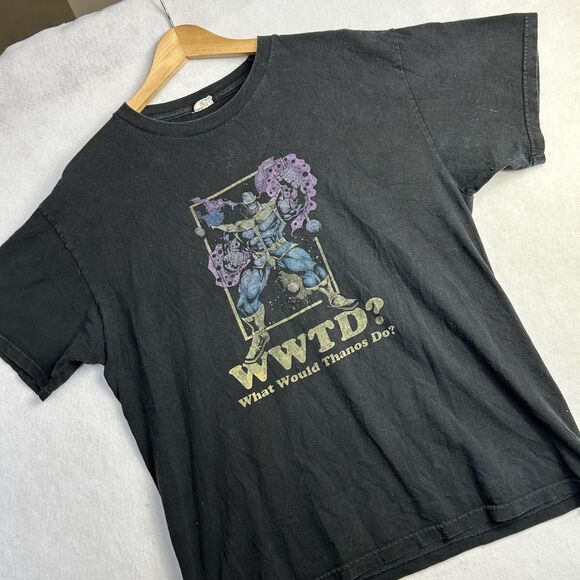 Vintage Marvel Thanos Shirt Mens‎ Large Black Marvel Comic Avengers Alstyle Boxy